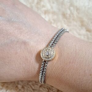 Chic Two-Tone Bracelet with Crystal Accent